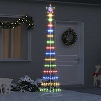 vidaXL LED Julgran med stativ Flerfärgsdesign 70 x 70 x 250 cm Metall
