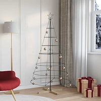 vidaXL Julcone-träd med stativ Svart 180 cm Stål