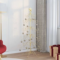 vidaXL Metall julgran med stativ Guld 150 cm Pulverlackerad stål
