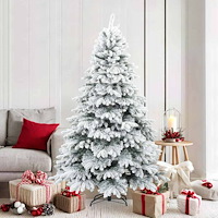 vidaXL Konstgjord Vikbar Julgran Snö Flocked med stativ Vit 180 cm