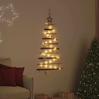 vidaXL Julgran med 30 LED-lampor Naturfärg 90 cm massiv ask