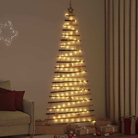vidaXL Julgran med 130 LED-lampor Naturfärg 210 cm massiv ask