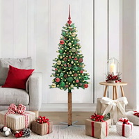 vidaXL Smal julgran med 150 LED-lampor Grön 150 cm PVC och solid furu