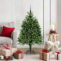 vidaXL Julgran med 150 LED-lampor med stativ Grön 120 cm PE