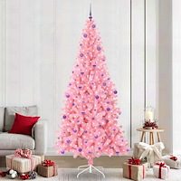 vidaXL Julgran med 300 LED-lampor med stativ Rosa 240 cm PVC