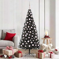 vidaXL Julgran med 300 LED-lampor med stativ Svart 180 cm PVC