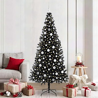vidaXL Julgran med 300 LED-lampor med stativ Svart 210 cm PVC