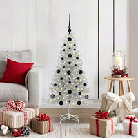 vidaXL Julgran med 150 LED-lampor med stativ Silver 120 cm PET