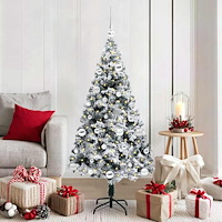 vidaXL Konstgjord julgran Grön 150 cm PVC och Stål och Plast