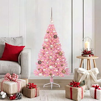 vidaXL Konstgjord Förbelyst Julgran med 150 LED-lampor Rosa 120 cm PVC