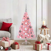 vidaXL Konstgjord Förbelyst Julgran med 150 LED-lampor Rosa 120 cm PVC