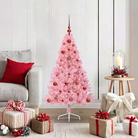 vidaXL Konstgjord Förbelyst Julgran med 150 LED-lampor Rosa 120 cm PVC