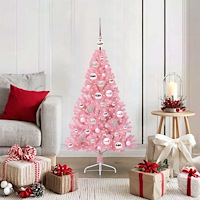 vidaXL Konstgjord Förbelyst Julgran med 150 LED-lampor Rosa 120 cm PVC