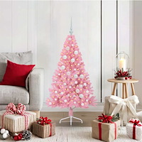vidaXL Konstgjord Förbelyst Julgran med 150 LED-lampor Rosa 120 cm PVC