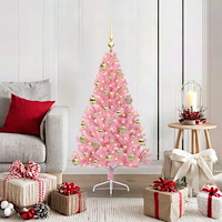 vidaXL Konstgjord Förbelyst Julgran med 150 LED-lampor Rosa 120 cm PVC