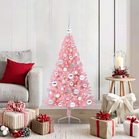vidaXL Konstgjord Förbelyst Julgran med 150 LED-lampor Rosa 120 cm PVC