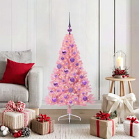 vidaXL Konstgjord Förbelyst Julgran med 150 LED-lampor Rosa 120 cm PVC