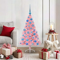 vidaXL Konstgjord Förbelyst Julgran med 150 LED-lampor Rosa 120 cm PVC