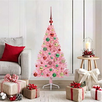 vidaXL Konstgjord Förbelyst Julgran med 150 LED-lampor Rosa 120 cm PVC