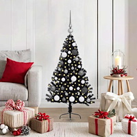 vidaXL Konstgjord Förbelyst Julgran Svart 120 cm PVC