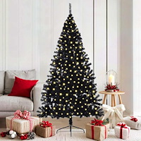 vidaXL Konstgjord Förbelyst Julgran Svart 180 cm PVC