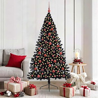 vidaXL Konstgjord Förbelyst Julgran Svart 180 cm PVC