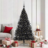 vidaXL Konstgjord Förbelyst Julgran Svart 180 cm PVC
