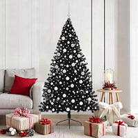 vidaXL Konstgjord Förbelyst Julgran Svart 180 cm PVC