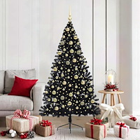 vidaXL Konstgjord Förbelyst Julgran Svart 180 cm PVC