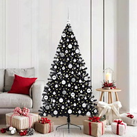 vidaXL Konstgjord Förbelyst Julgran Svart 180 cm PVC