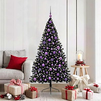 vidaXL Konstgjord Förbelyst Julgran Svart 180 cm PVC