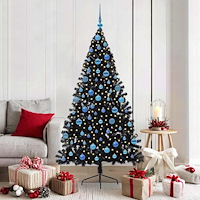 vidaXL Konstgjord Förbelyst Julgran Svart 180 cm PVC