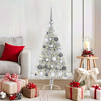 vidaXL Konstgjord Förbelyst Julgran Silver 120 cm PET