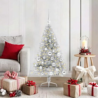 vidaXL Konstgjord Förbelyst Julgran Silver 120 cm PET