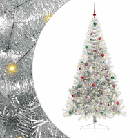 vidaXL Konstgjord Förbelyst Julgran Silver 210 cm PET
