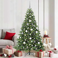 vidaXL Konstgjord julgran med 300 LED-lampor Grön 180 cm PE och PVC