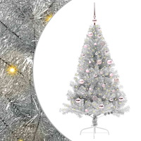 vidaXL Konstgjord Förbelyst Julgran Silver 150 cm PET