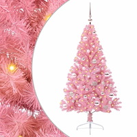 vidaXL Konstgjord Förbelyst Julgran med 150 LED-lampor Rosa 150 cm PVC