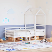vidaXL Dagbädd med tak vit 80x200 cm massiv furu