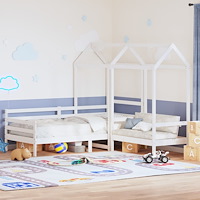 vidaXL Dagbädd med bänk och tak vit 80x200 cm massiv furu