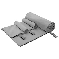vidaXL Sporthandduk Set 3 pcs Mörkgrå Polyester och polyamid