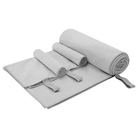 vidaXL Sporthandduk Set 3 pcs Grå Polyester och polyamid