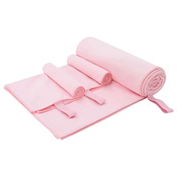 vidaXL Sporthandduk Set 3 pcs Rosa Polyester och polyamid
