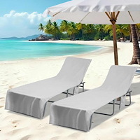 vidaXL Solstolshanddukar 2 pcs Grå 210 x 75 cm Polyester och polyamid