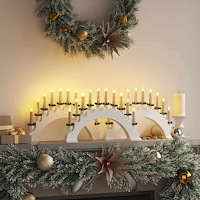 vidaXL Julbåge med 10 LED-ljus 3 pcs Vit 47 x 5 x 29 cm Massiv furu