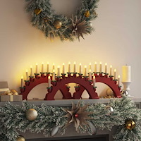 vidaXL Julbåge med 10 LED-ljus 3 pcs Röd 47 x 5 x 29 cm Massiv furu