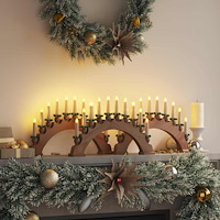 vidaXL Julbåge med 10 LED-ljus 3 pcs Brun 47 x 5 x 29 cm Massiv furu