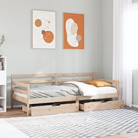 vidaXL Dagbädd med lådor vit 80x200 cm massiv furu