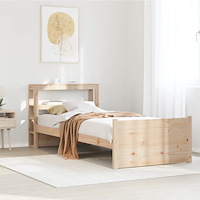 vidaXL Sängram med huvudgavel 100x200 cm massiv furu