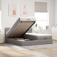 vidaXL Ottoman sängram med madrasser taupe 160x200 cm tyg